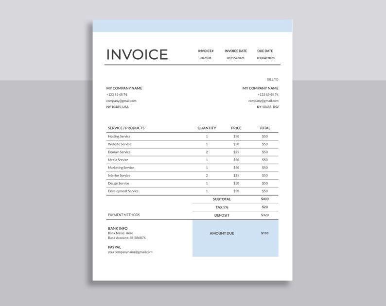 editable invoice template ms word and google docs printable etsy