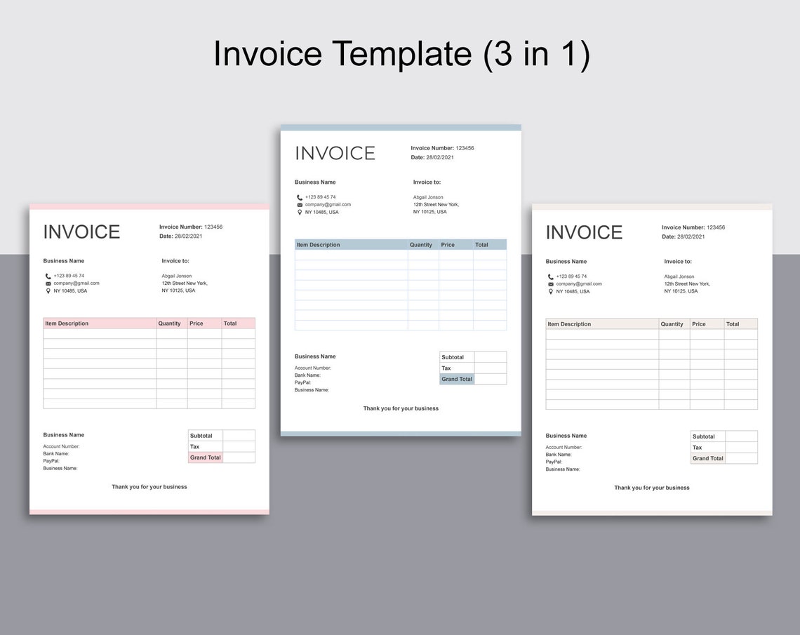 invoice template word and google docs editable invoice etsy