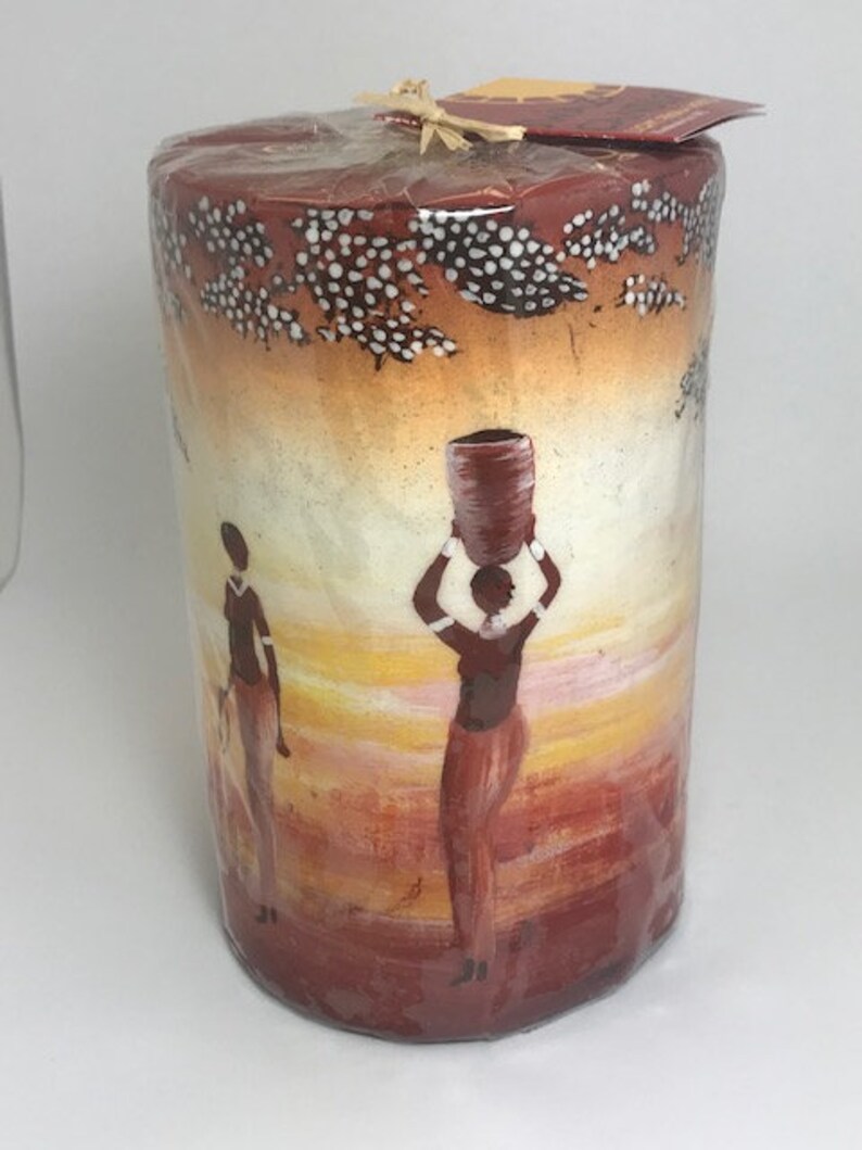 Hand Painted African Theme Amazing Glowing Swazi Candle Etsy