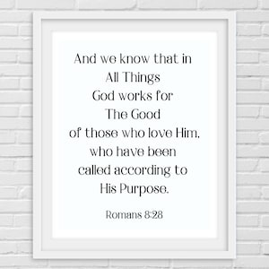 All Things work together for Good Bible Verse | Romans 8:28 | Instant Download