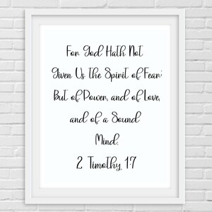 2 Timotheus 1:7 Denn Gott hat uns keinen Geist der Angst gegeben Bibelvers | Sofort Download | Glaube Druck