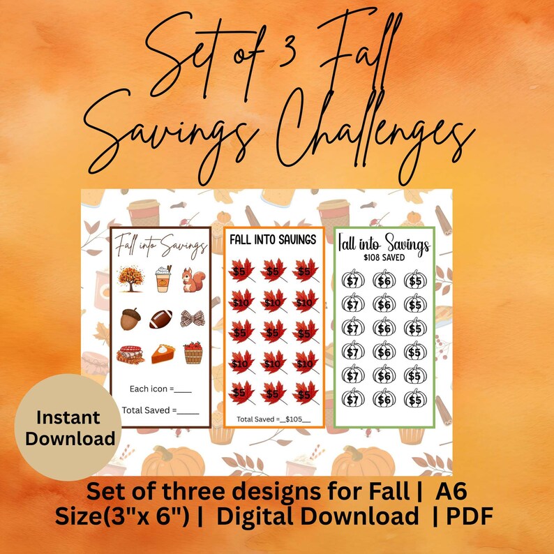 Printable Saving Challenges | Fall Into Savings | Fall Savings ...
