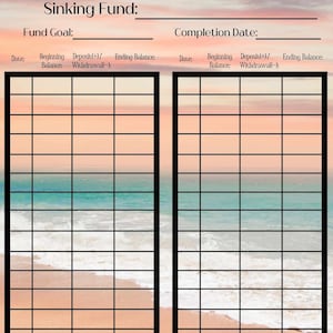 Beach Theme Sinking Funds Tracker | Sinking Funds Tracker | Savings Tracker | Holiday Sinking Funds
