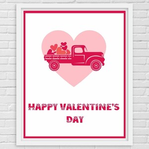 Pink Truck Valentine&#39;s Day Printable | Valentine&#39;s Day Printable Download | Valentine&#39;s Day Instant Download | Valentine&#39;s Day Wall Art