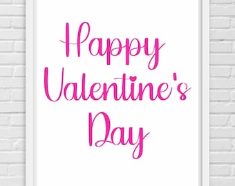 Valentinstag Digitaler Wanddruck in Rosa | Sofort Download | 8x10, 11x14 | 3 Designs | Alles Gute zum Valentinstag | Valentinstag Printable
