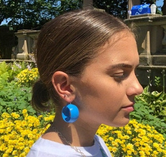 Sky Blue Chunky Hoops- Colorful Earrings- Colorfu… - image 1