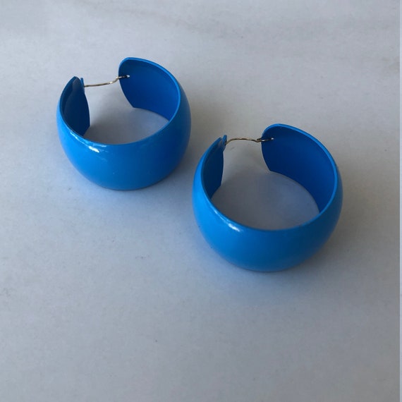 Sky Blue Chunky Hoops- Colorful Earrings- Colorfu… - image 2