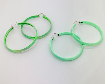 Green Hoops, Light Green Hoops, Mint Green Hoops, Olive Green Hoops, Colorful Earrings, Minimalist Hoops, Enamel Hoop Earrings, Gift for Her