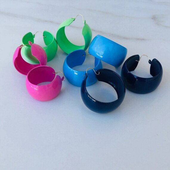 Sky Blue Chunky Hoops- Colorful Earrings- Colorfu… - image 5