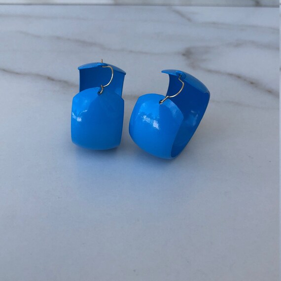 Sky Blue Chunky Hoops- Colorful Earrings- Colorfu… - image 3