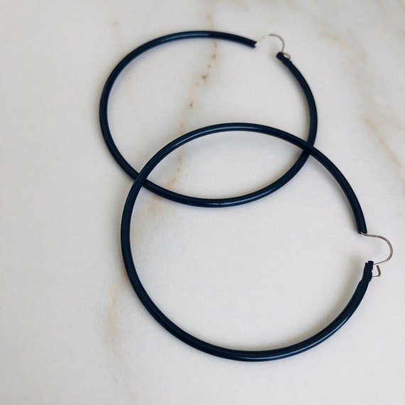 Navy Blue Skinny Hoop EarringsMinimalist HoopsMinim… Gem