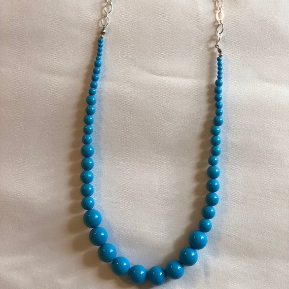 Sky Blue Beaded Necklace-Chunky Necklace-Vintage … - image 1