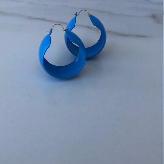 Sky Blue Chunky Hoops- Colorful Earrings- Colorfu… - image 4