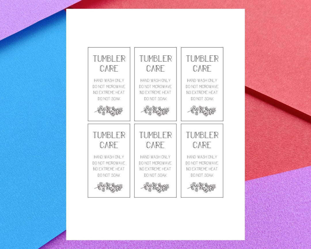 Beautiful Printable Tumbler Care Cards Tumbler Care Instructions ...
