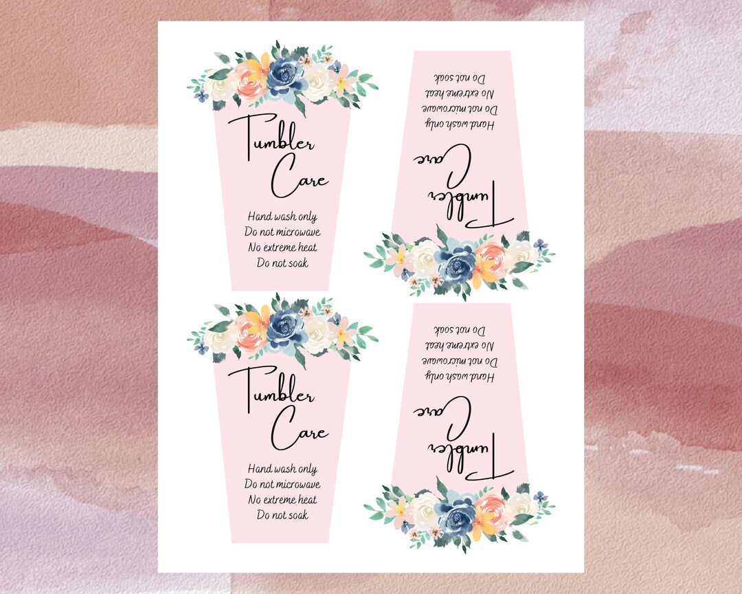 Beautiful Printable Tumbler Care Cards Tumbler Care Instructions ...
