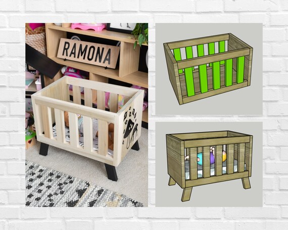 Modern Babydoll Crib Printable PDF Woodworking Build Plans Scandinavian Mid century Babydoll Crib Plans Etsy