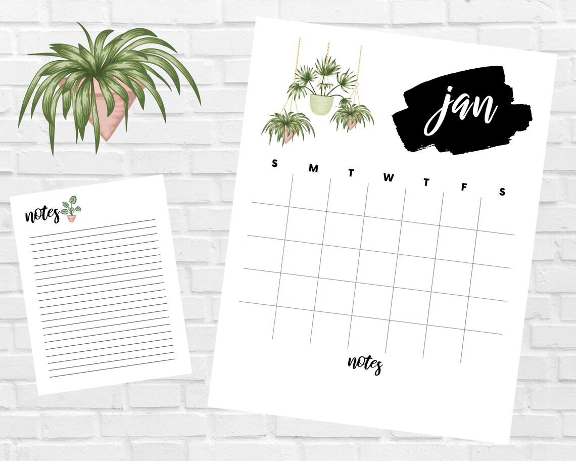 Printable Blank Houseplant Calendar Plant Calendar Etsy