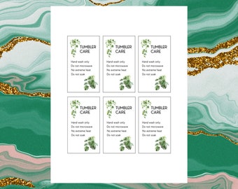 Beautiful Printable Tumbler Care Cards | Tumbler Care Instructions | Instant Download | Digital PNG & PDF files