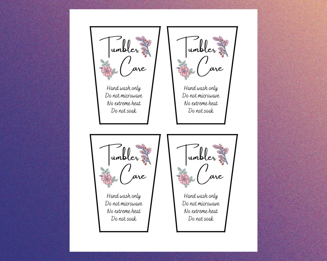 Beautiful Printable Tumbler Care Cards Tumbler Care Instructions ...