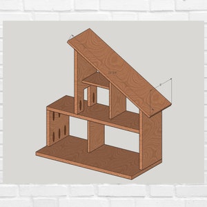 Modern Dollhouse Printable PDF Woodworking Build Plans: Scandinavian Mid-Century Doll House Plans image 2