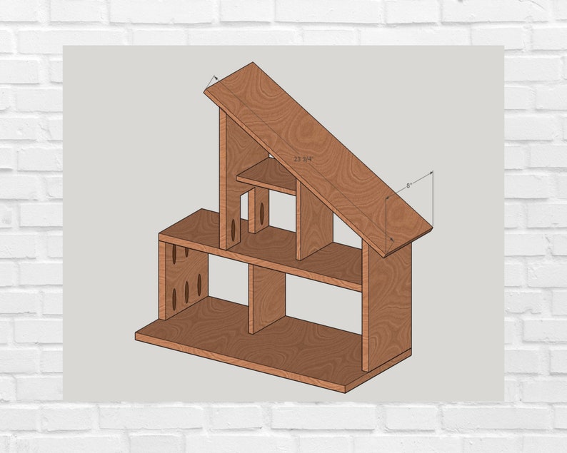 Modern Dollhouse Printable PDF Woodworking Build Plans: Scandinavian Mid-Century Doll House Plans image 2