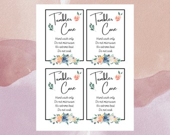 Beautiful Printable Tumbler Care Cards | Tumbler Care Instructions | Instant Download | Digital PNG & PDF files