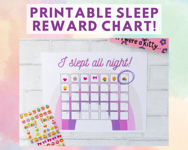 Printable Sleep Reward Chart for Kids Rainbow Sleep Sticker Chart ...
