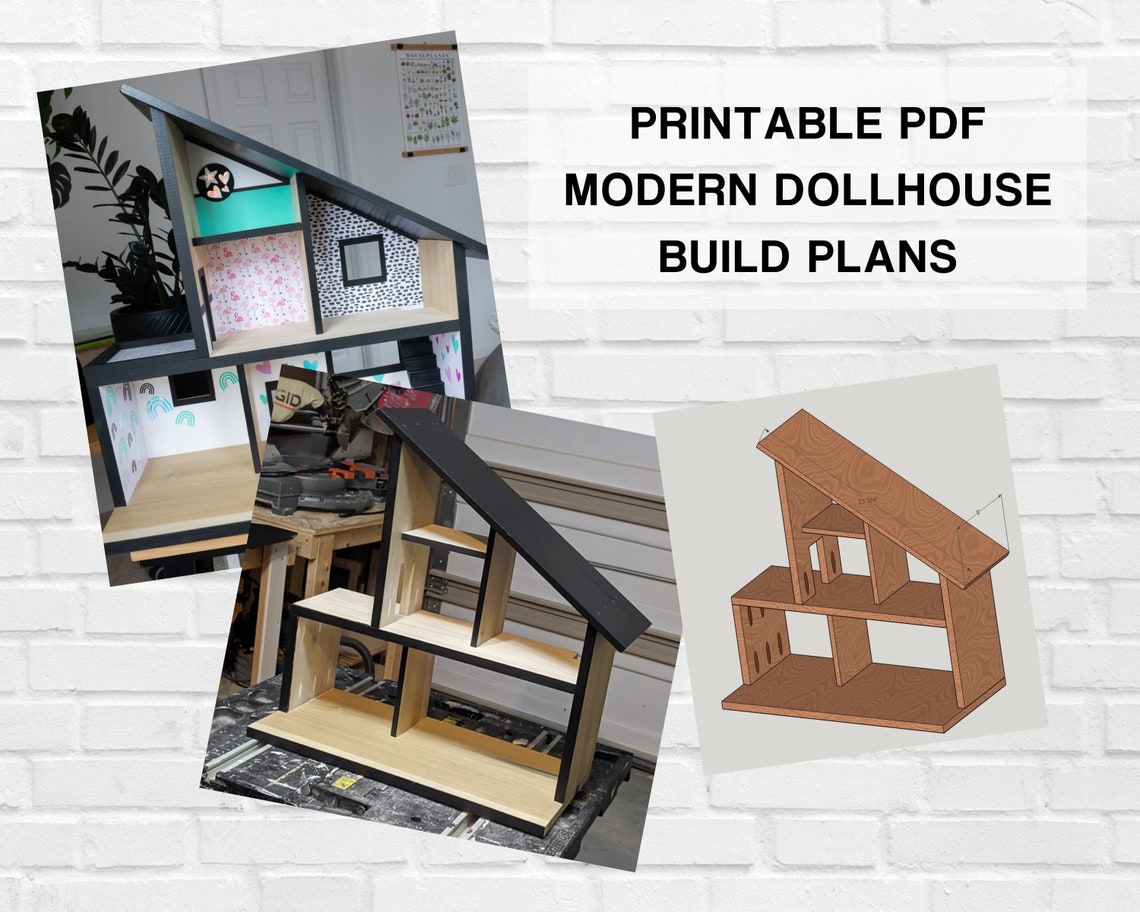 Modern Dollhouse Printable PDF Woodworking Build Plans: Scandinavian ...