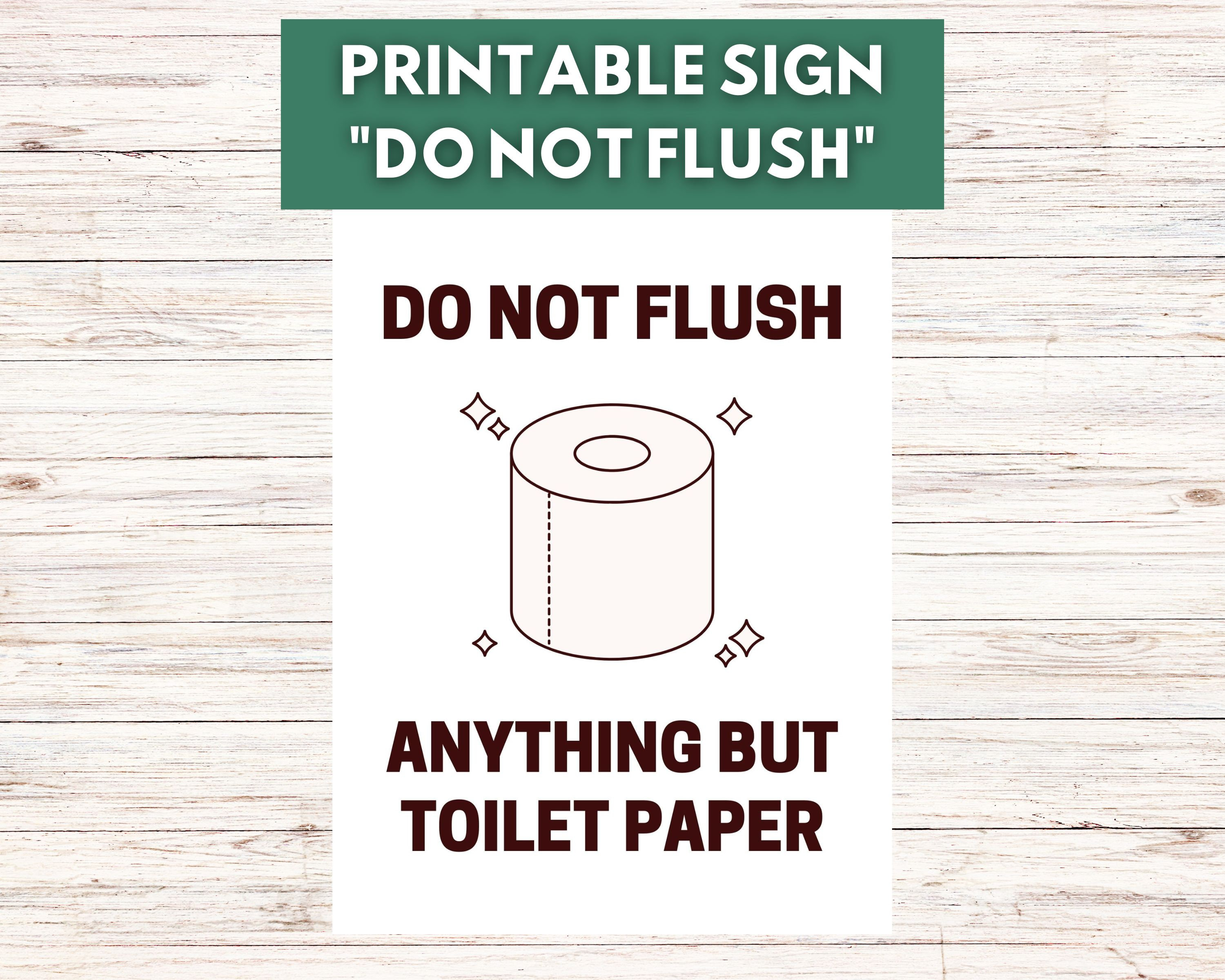 Printable do Not Flush Sign Pretty Flush Only Toilet Paper Sign Instant