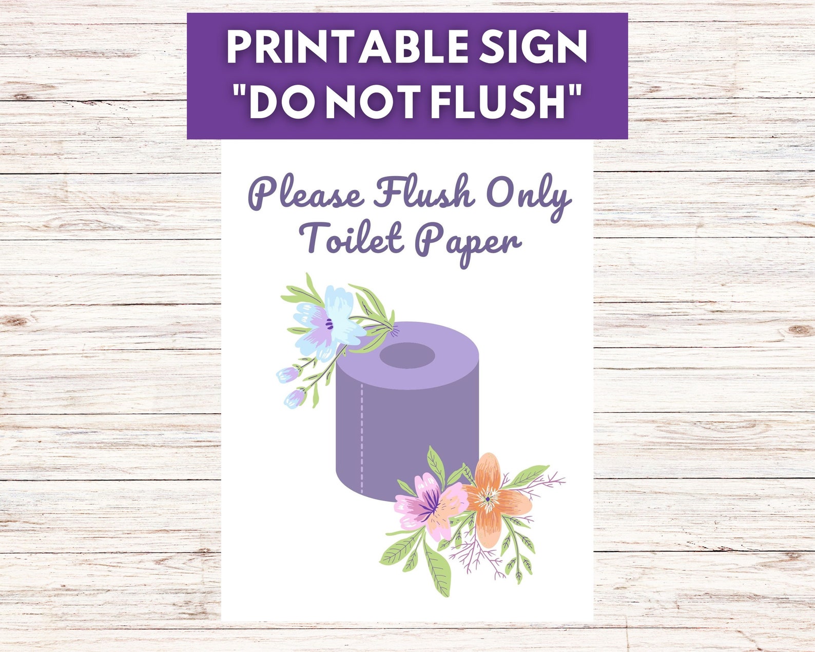 Printable do Not Flush Sign Pretty Do Not Flush Printable Sign Instant ...