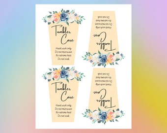 Beautiful Printable Tumbler Care Cards | Tumbler Care Instructions | Instant Download | Digital PNG & PDF files