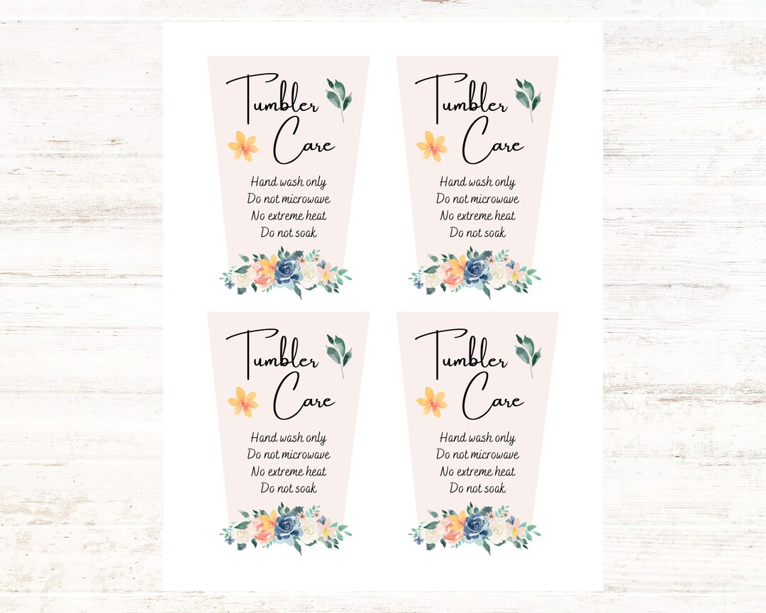 Beautiful Printable Tumbler Care Cards Tumbler Care Instructions ...