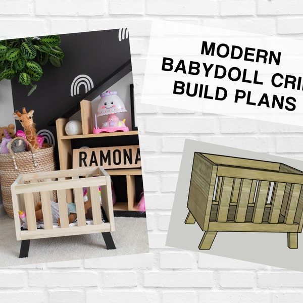 Modern Babydoll Crib Printable PDF Woodworking Build Plans: Scandinavian Mid-Century Babydoll Crib Plans