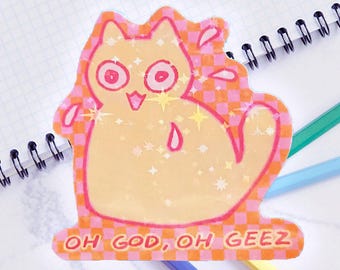 Panicking and Sweating Cat Sticker
