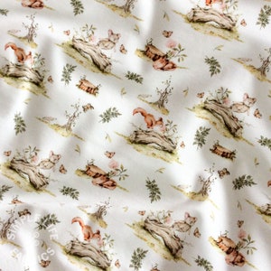 Little forest animals designer jersey fabric - Oeko-Tex - Per half metre