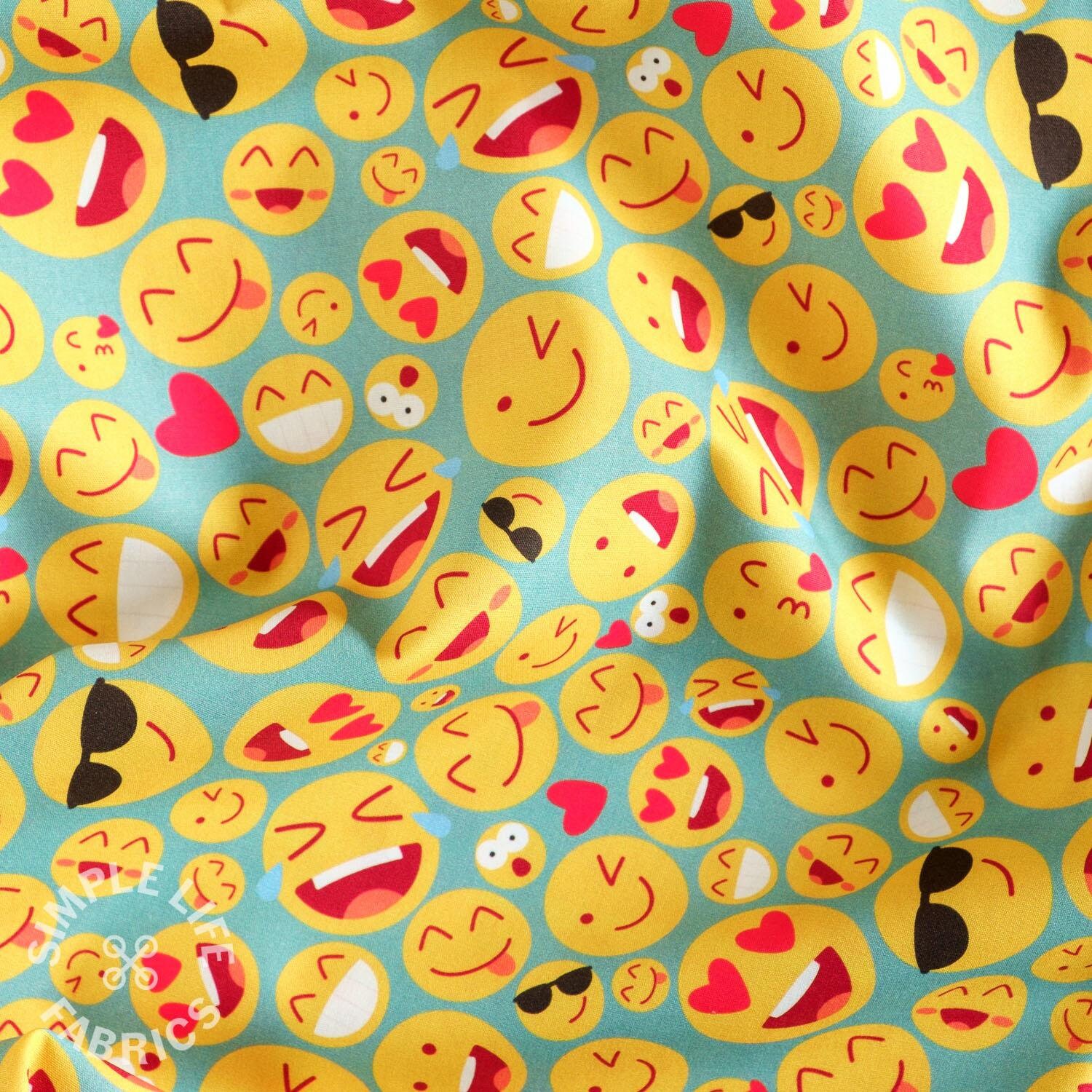 Emojis Smileys faces 100 cotton fabric OekoTex per half Etsy