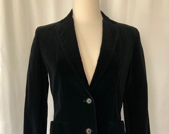 Vintage 60's 70's Women's Black Velvet Cotton Blazer by ATD- Small