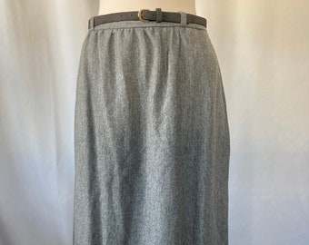 Vintage 70's 80's Women's Gray Wool A-Line Skirt - Small