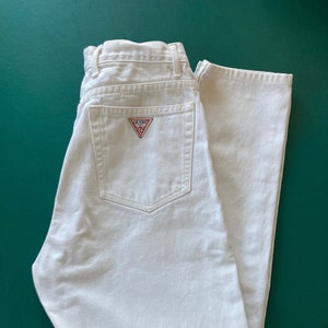 Vintage 80&#39;s 90&#39;s Guess Jeans White Cotton Women&#39;s Pants - 25&quot; w/Stains