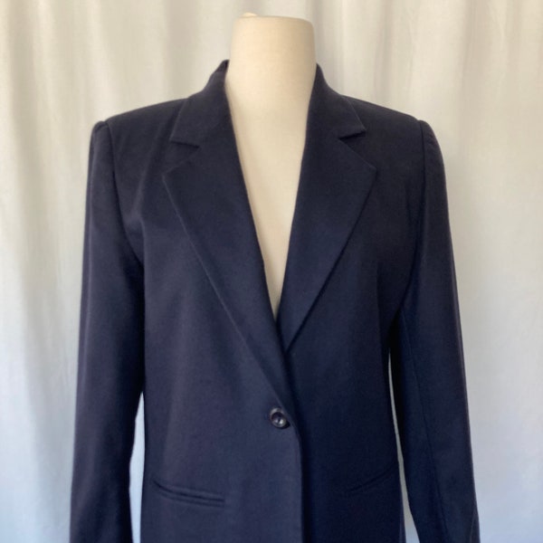 Vintage 90s Women's Dark Purple Wool Blazer Wool by Sag Harbor - Small