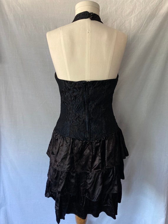 Vintage 80's 90's Black Lace Halter-Top Party Pro… - image 2