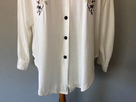 Vintage 80's 90's Women's White Long-Sleeve Butto… - image 5