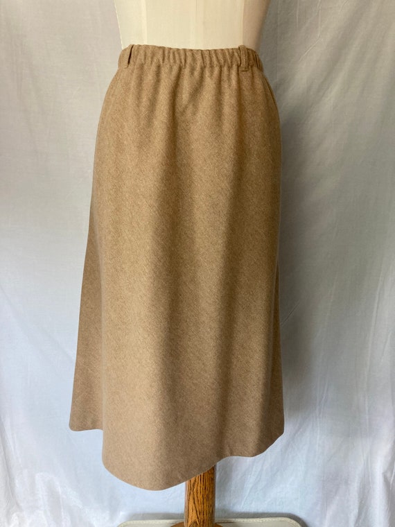 Vintage 60's 70's Wool Blend A-Line Tan Skirt - M/