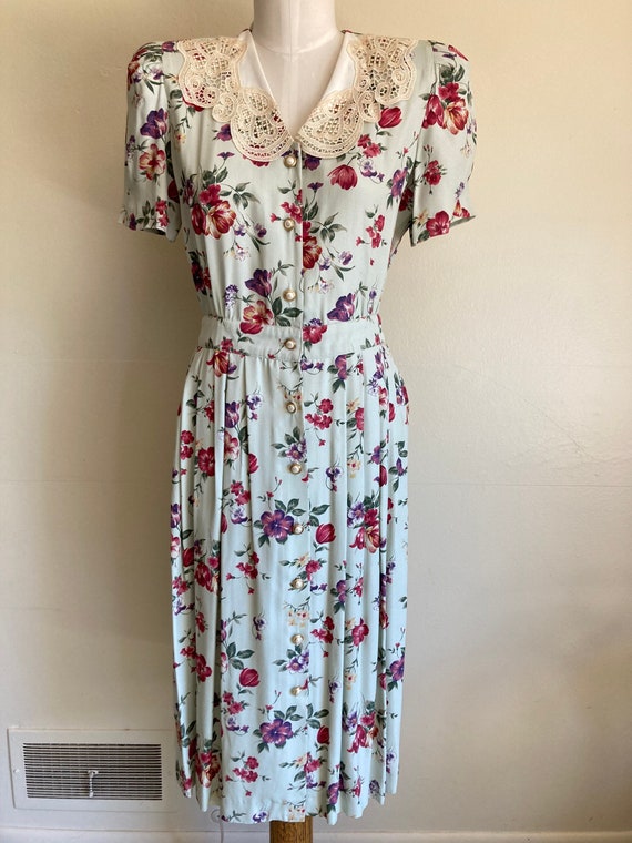 Vintage 1980s 90s Floral Maxi Garden Dress by S.L.