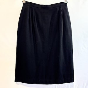 Vintage 80&#39;s 90&#39;s Women&#39;s Wool Pencil Midi Black Skirt Union Made by Austin J - Small