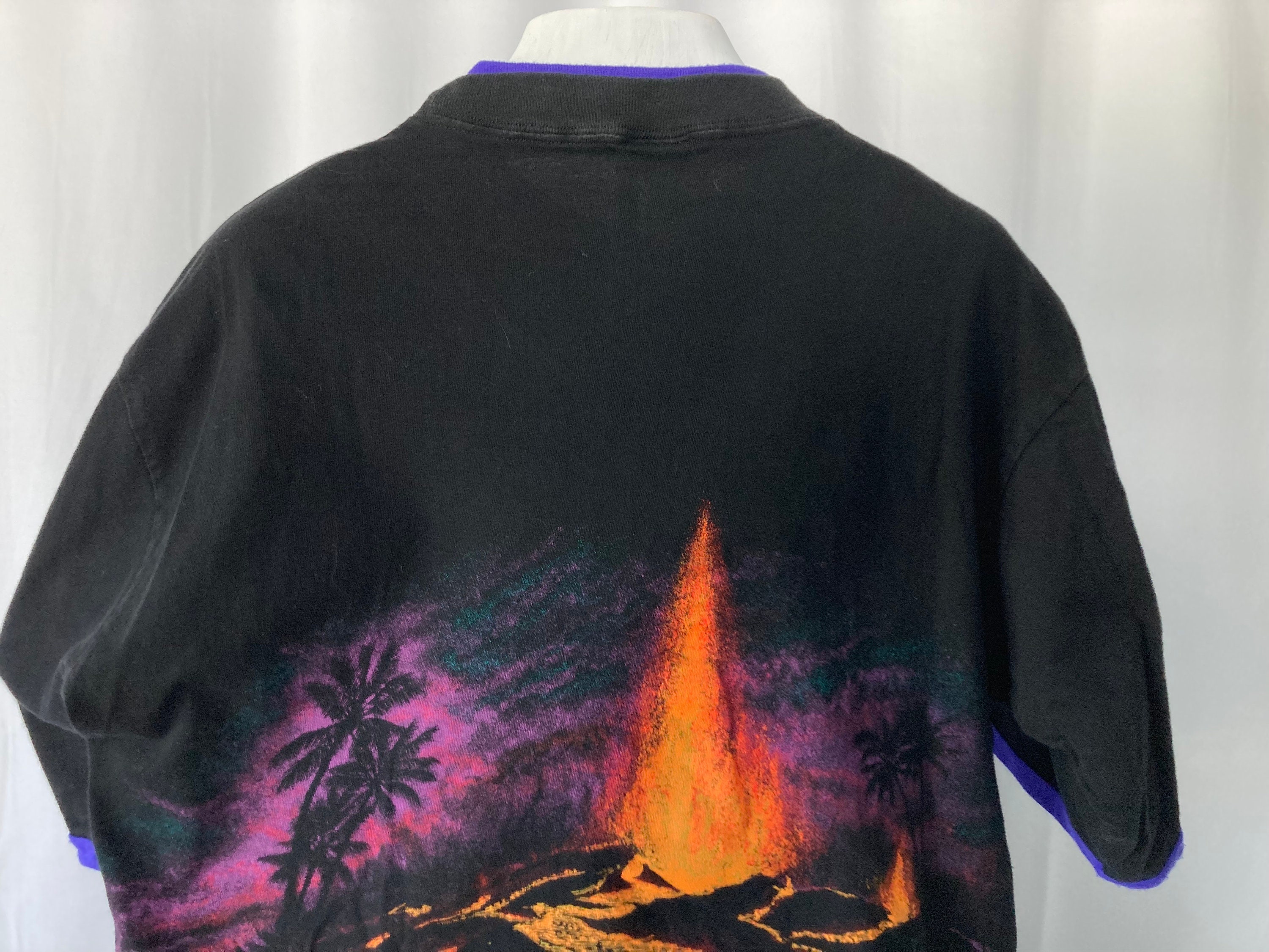 【oan】Vintage Dangara Long Sleeve T-shirt Vintage 90's Hawaii Volcano Wraparound Cotton Purple and