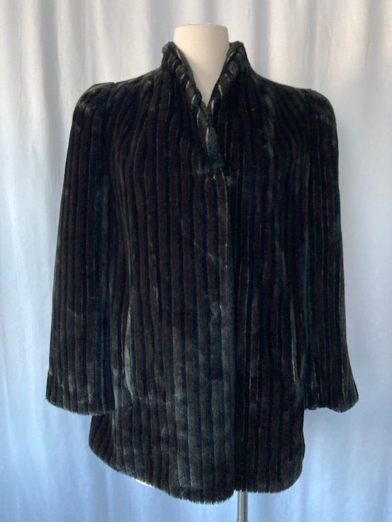 Vintage 50's 60's Women's Brown and Black Faux Fu… - image 1