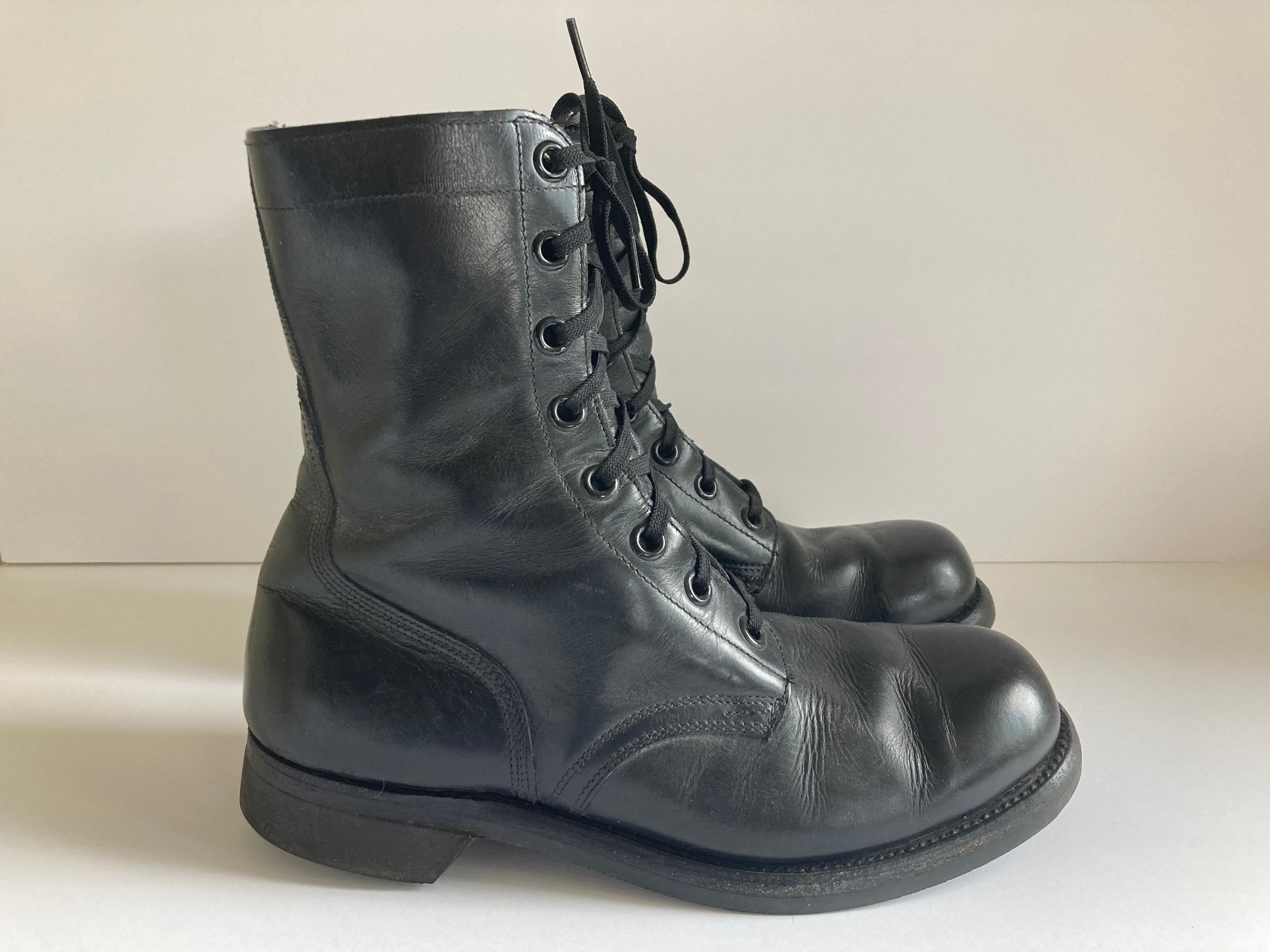 Vintage 1965 Biltrite Black Leather Military Boots Size 8 - Etsy