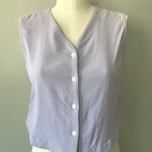 Vintage  Purple Women&#39;s Vest Waistcoat w/ Mother of Pearl Buttons - Petite Small