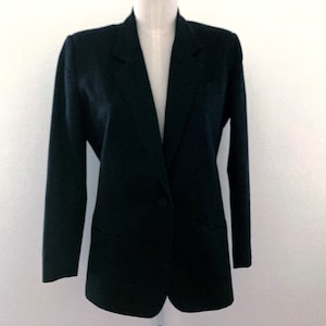 Vintage 90&#39;s Women&#39;s Black Linen Cotton Blazer by Axiom - Small/Medium